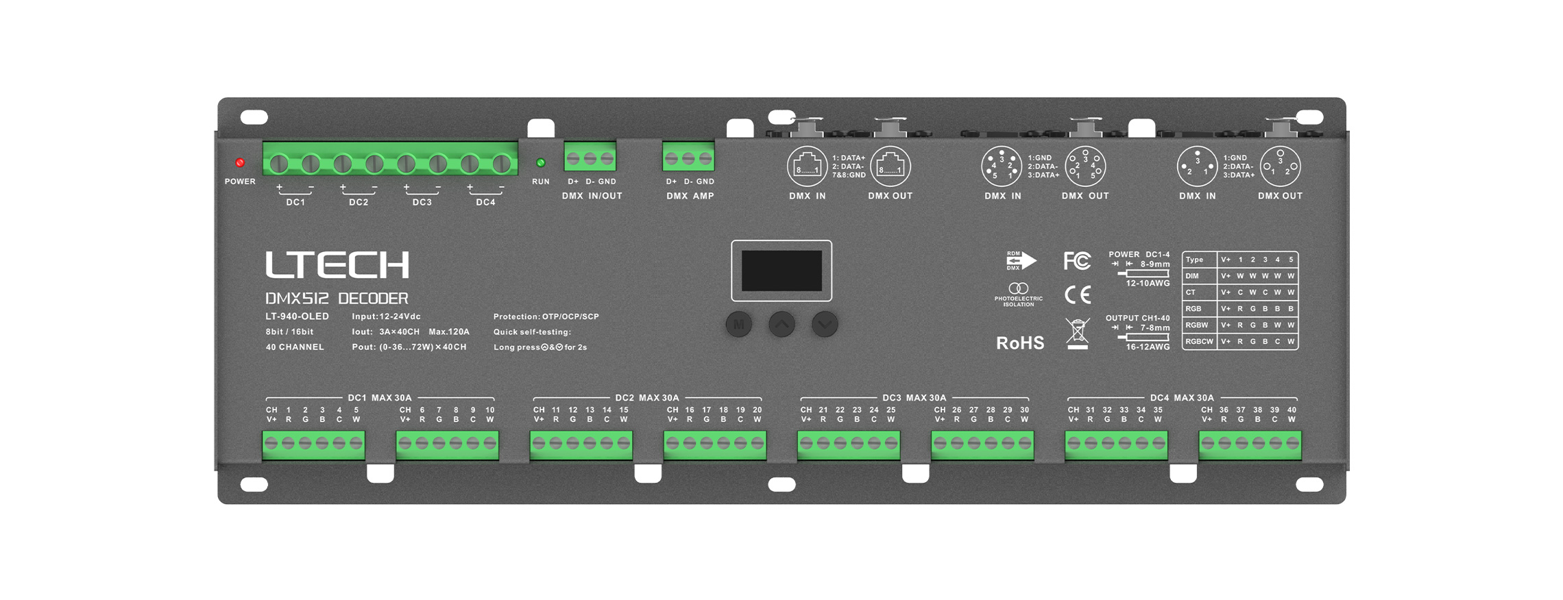 40路 恒压DMX解码驱动器 LT-940-OLED