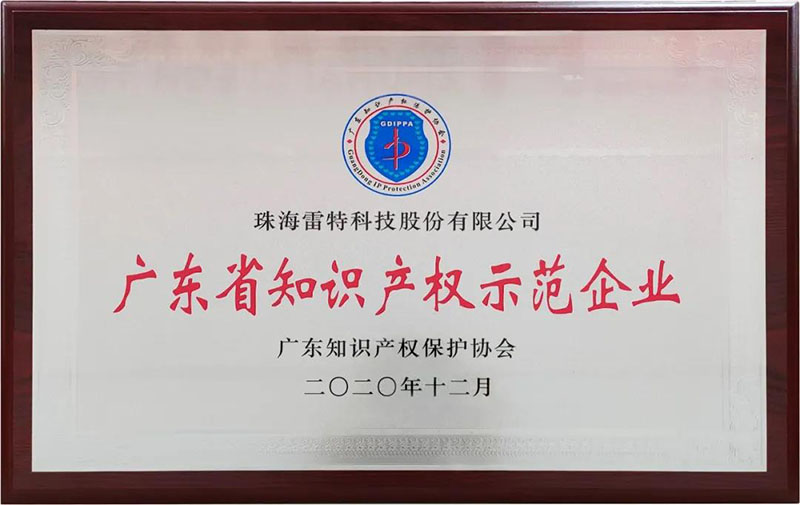 2020年度广东省知识产权示范企业奖牌